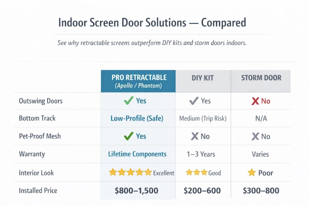 Indoor Screen Solutions Chart